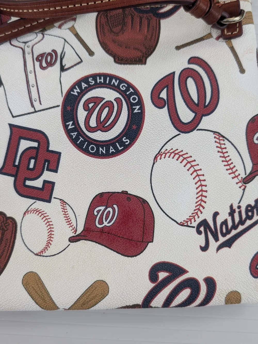 Dooney & Bourke Maroon and White Washington Nationals Crossbody Bag